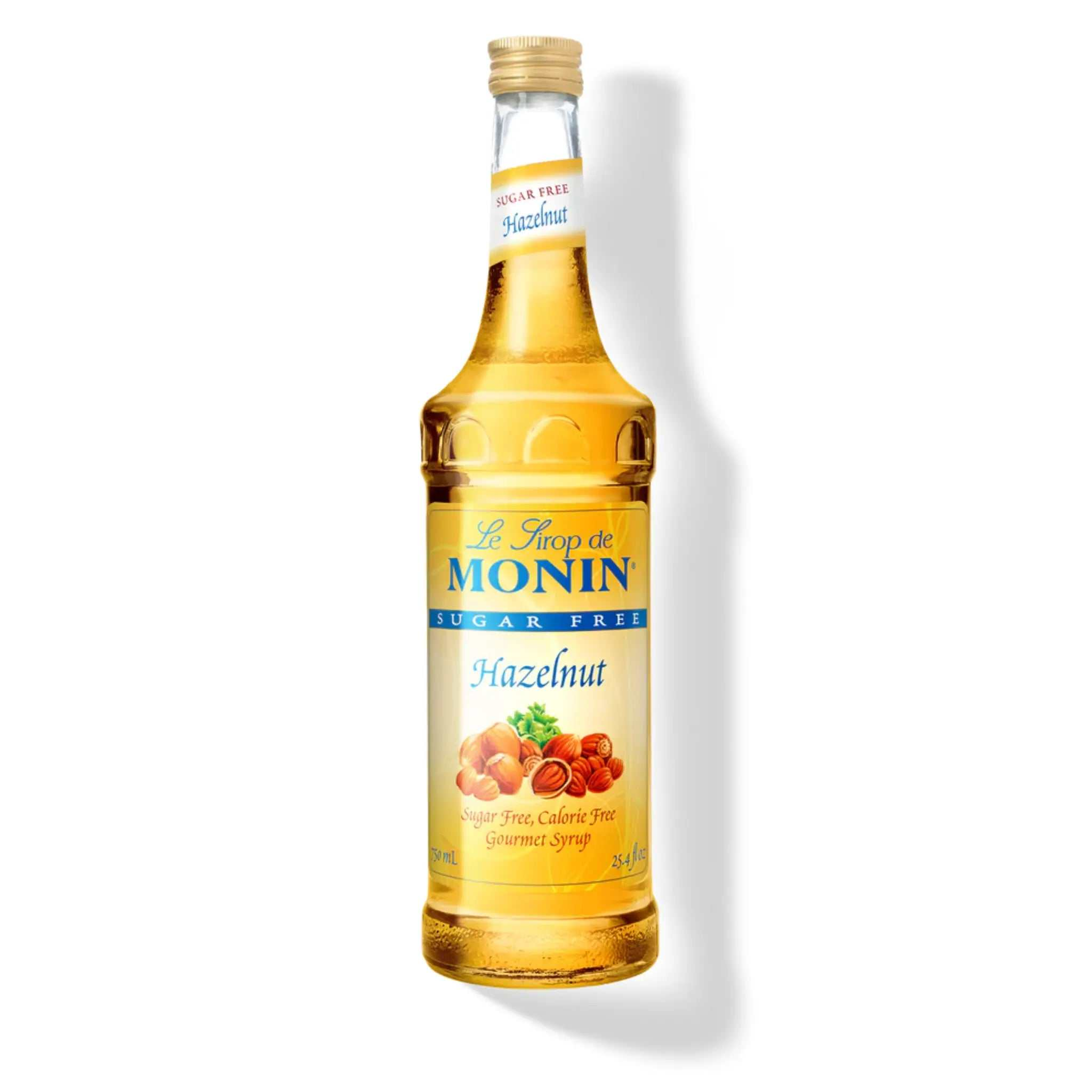 Bouteille de sirop de noisette sans sucre Monin 750 ml pour boissons aromatisées