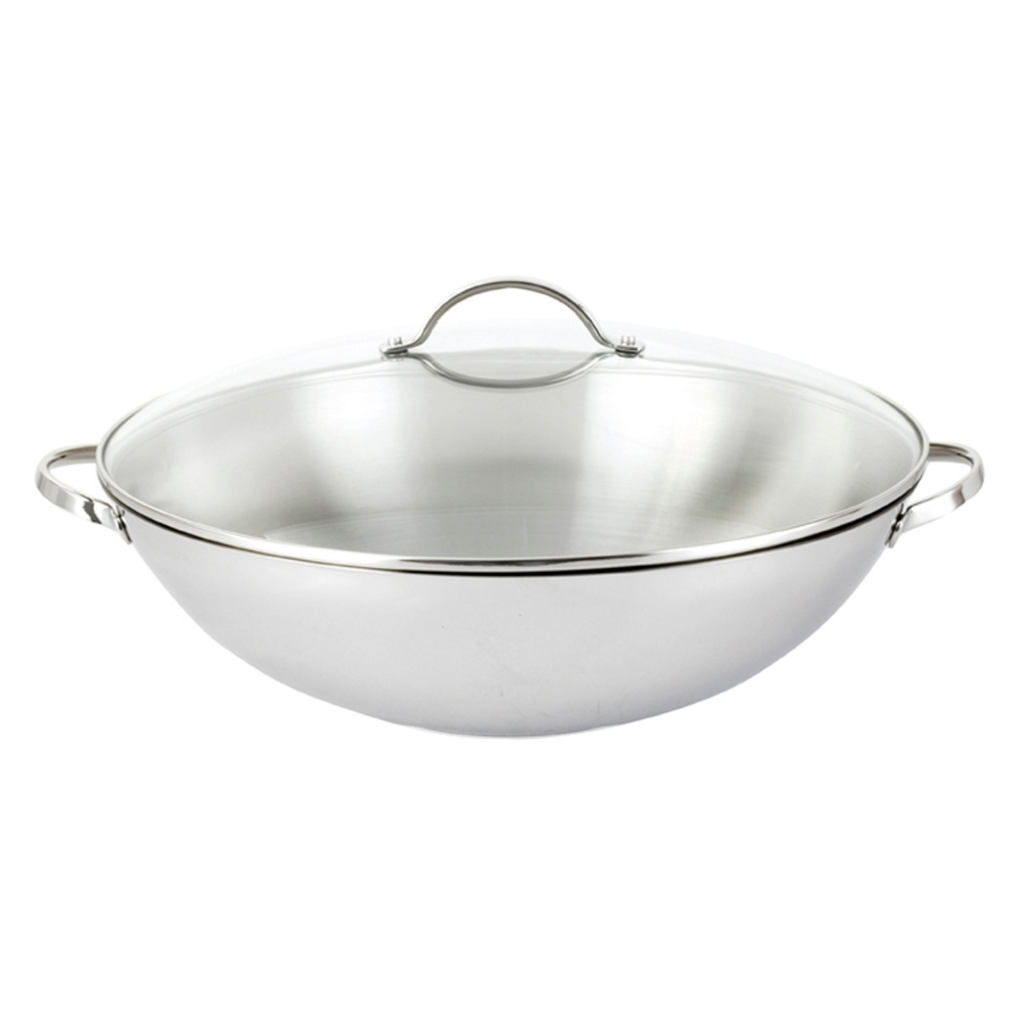 Wok en acier inoxydable avec couvercle Tango 38 cm – Strauss