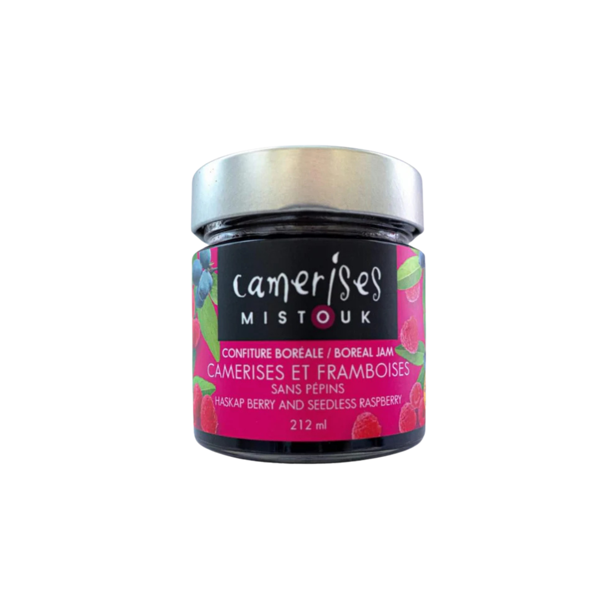 Confiture boréale de camerises et framboises sans pépins 212 ml - Camerises Mistouk