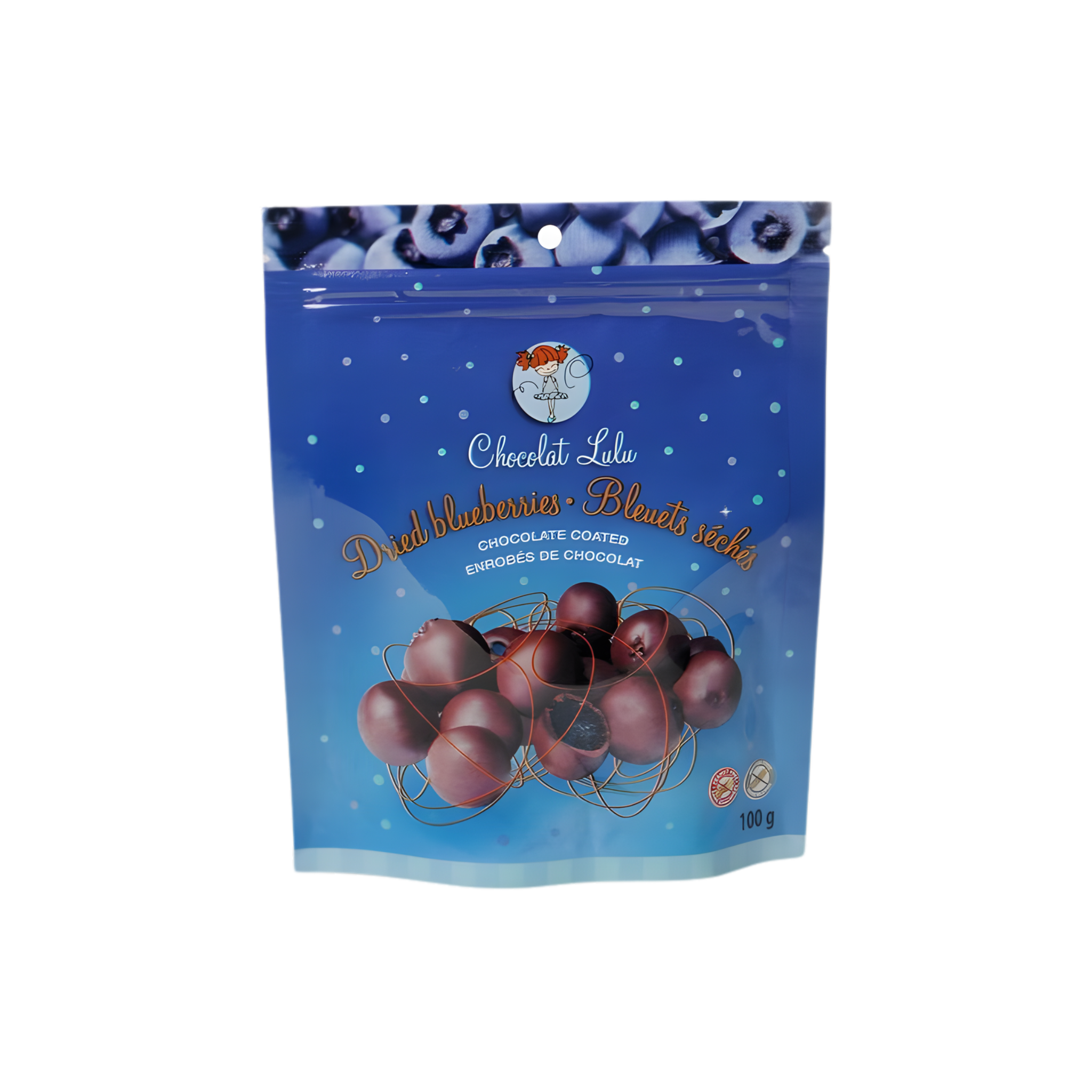 Bleuets séchés enrobés de chocolat noir 100 g - Chocolat Lulu