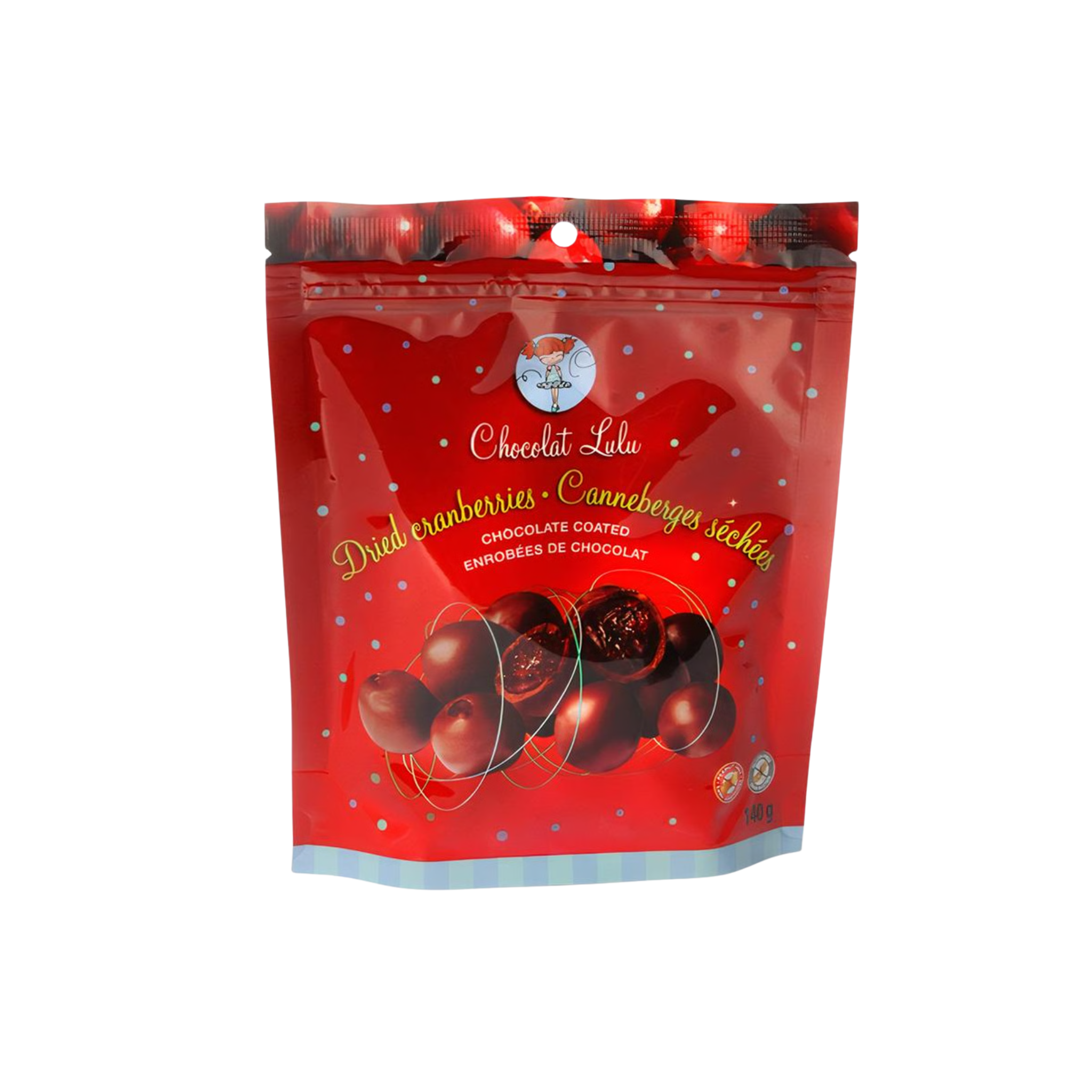Canneberges séchées enrobées de chocolat noir 140 g - Chocolat Lulu
