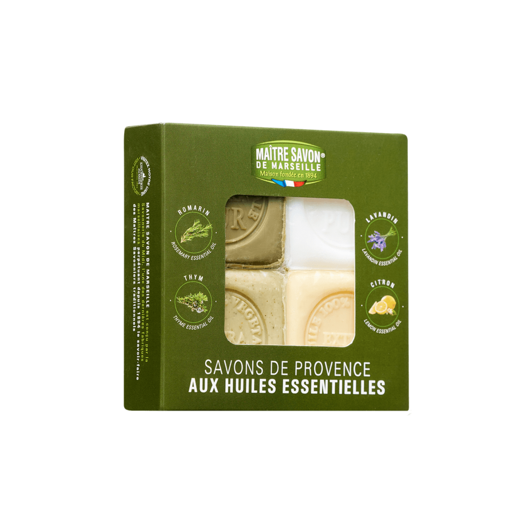 Coffret de 4 savons de Provence aux huiles essentielles 125g - Maître Savon