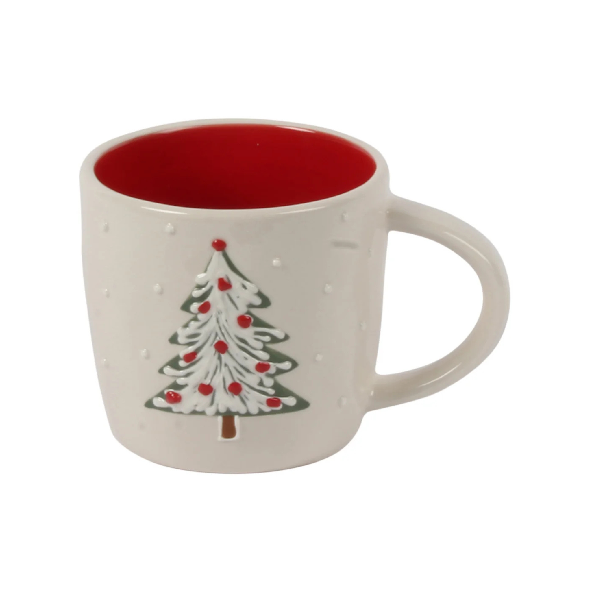 Tasse en céramique beige avec arbre de Noël 450 ml