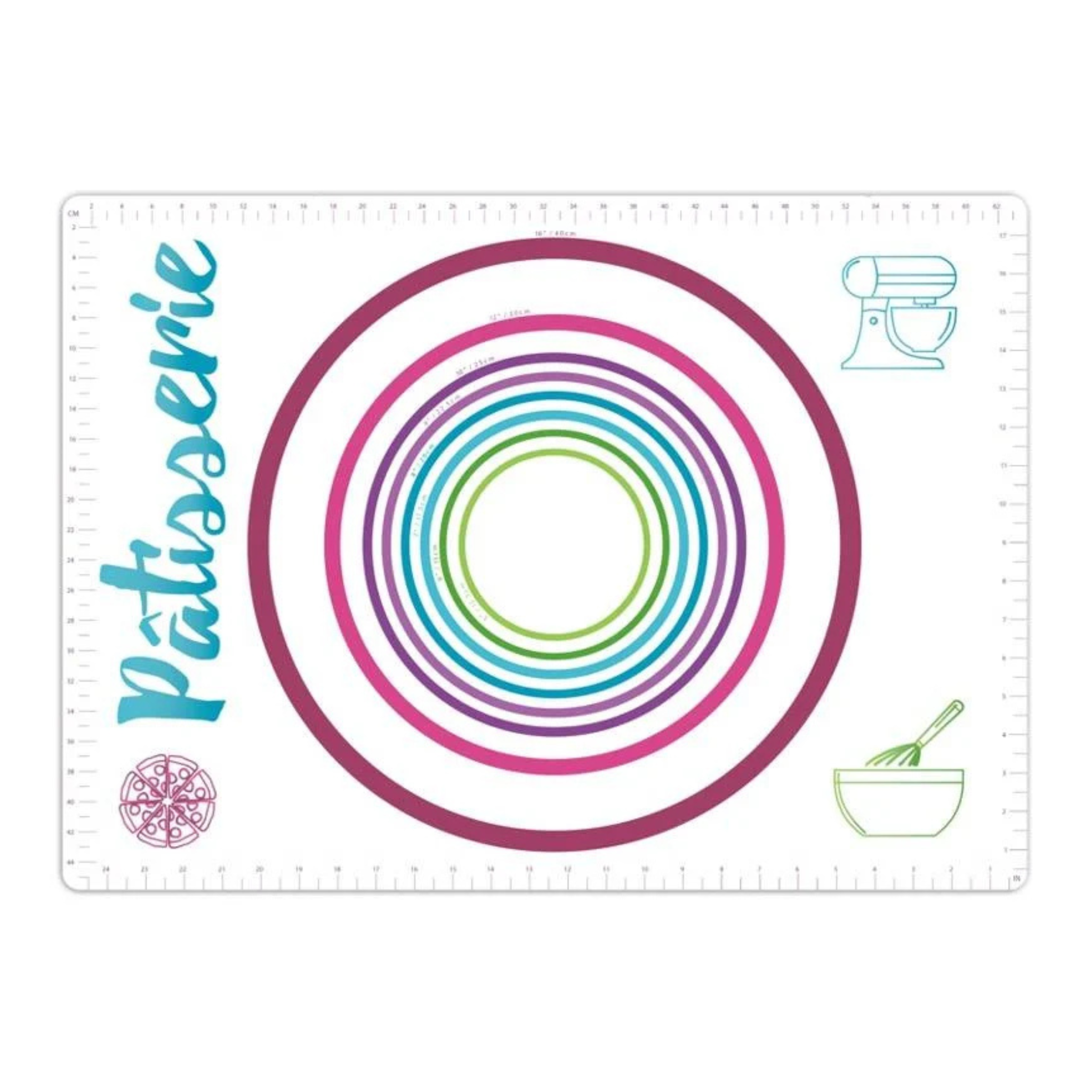tapis de pâtisserie avec guide de mesure vue de dessus