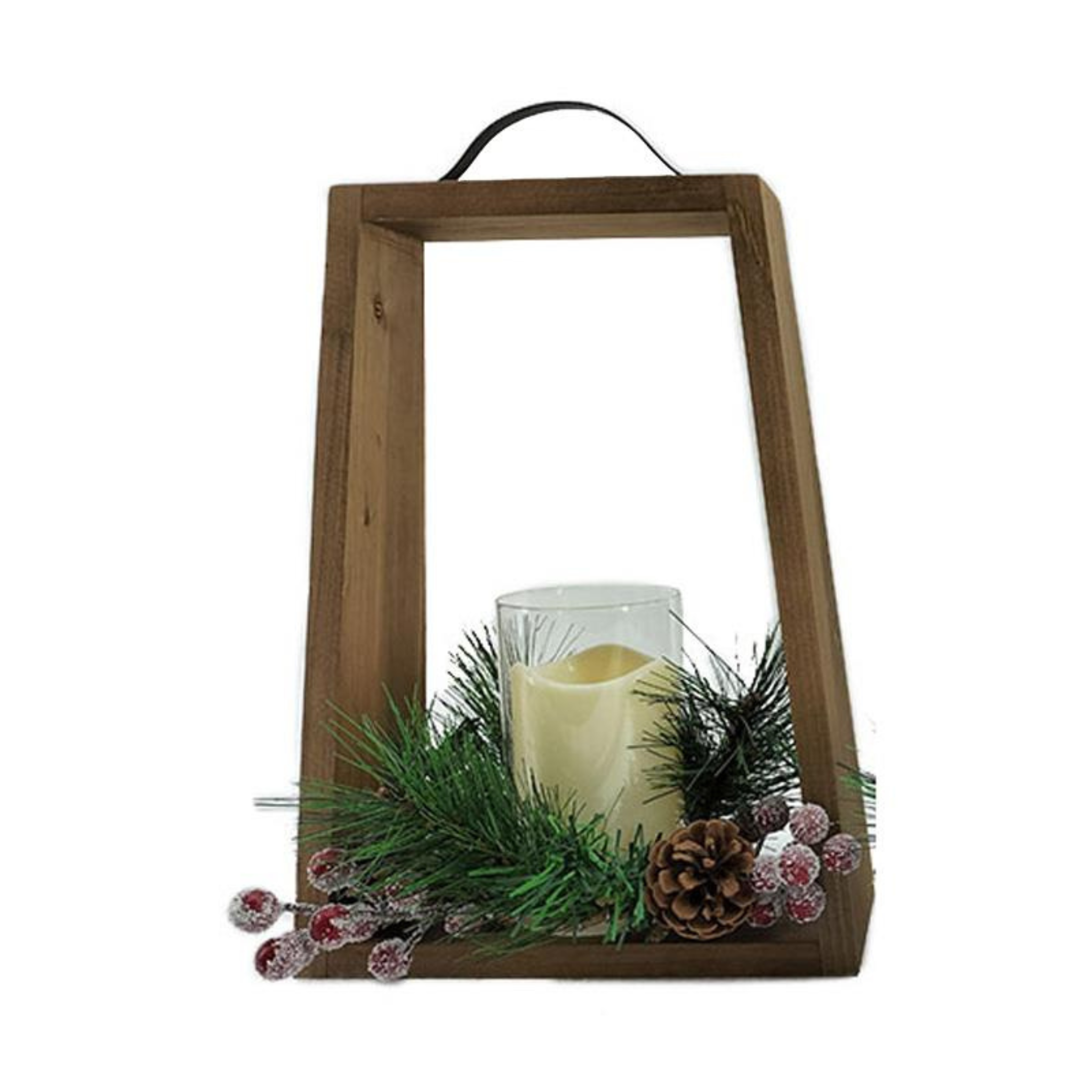 Decorative lantern with greenery