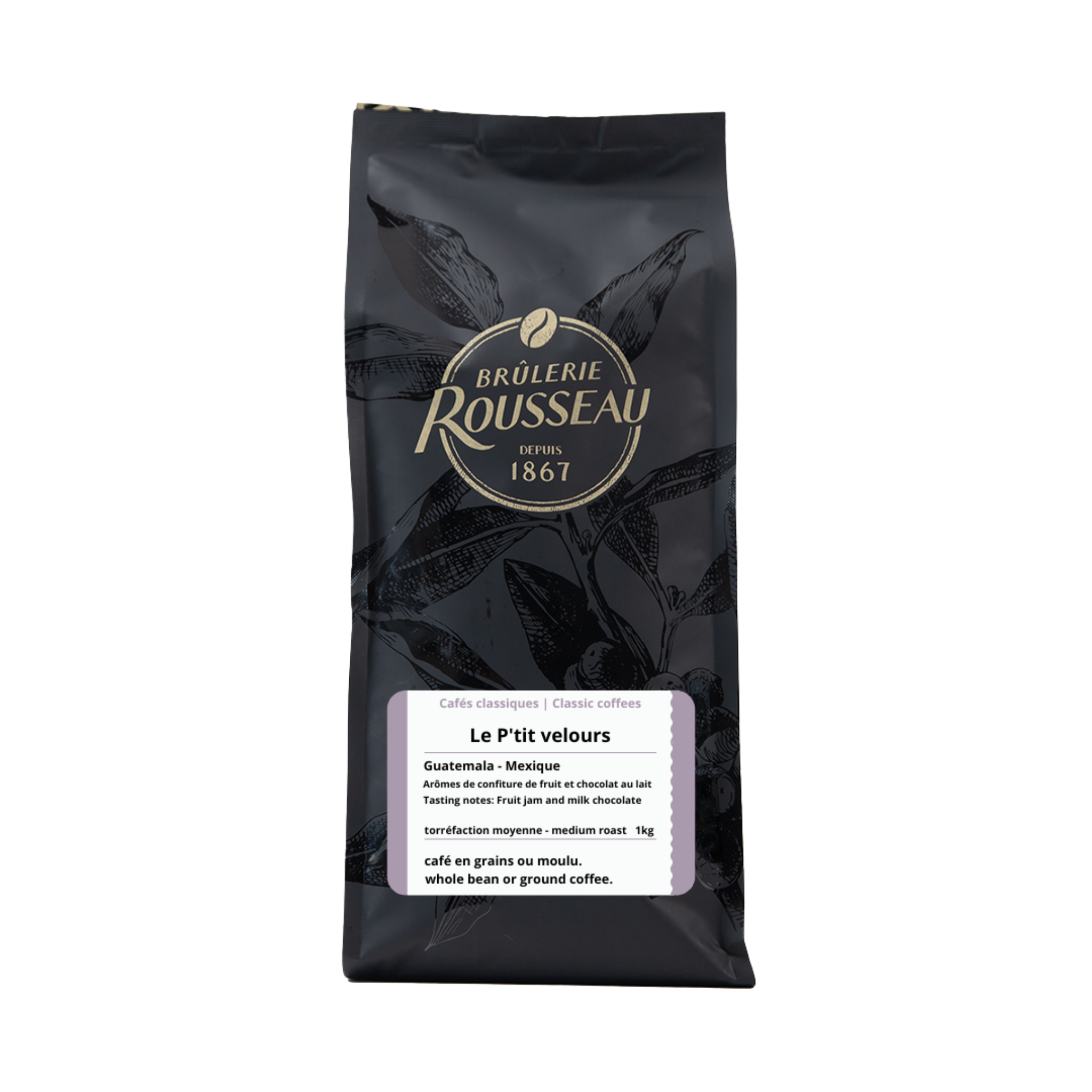 Café en grains Le P’tit velours 1 kg - Brûlerie Rousseau