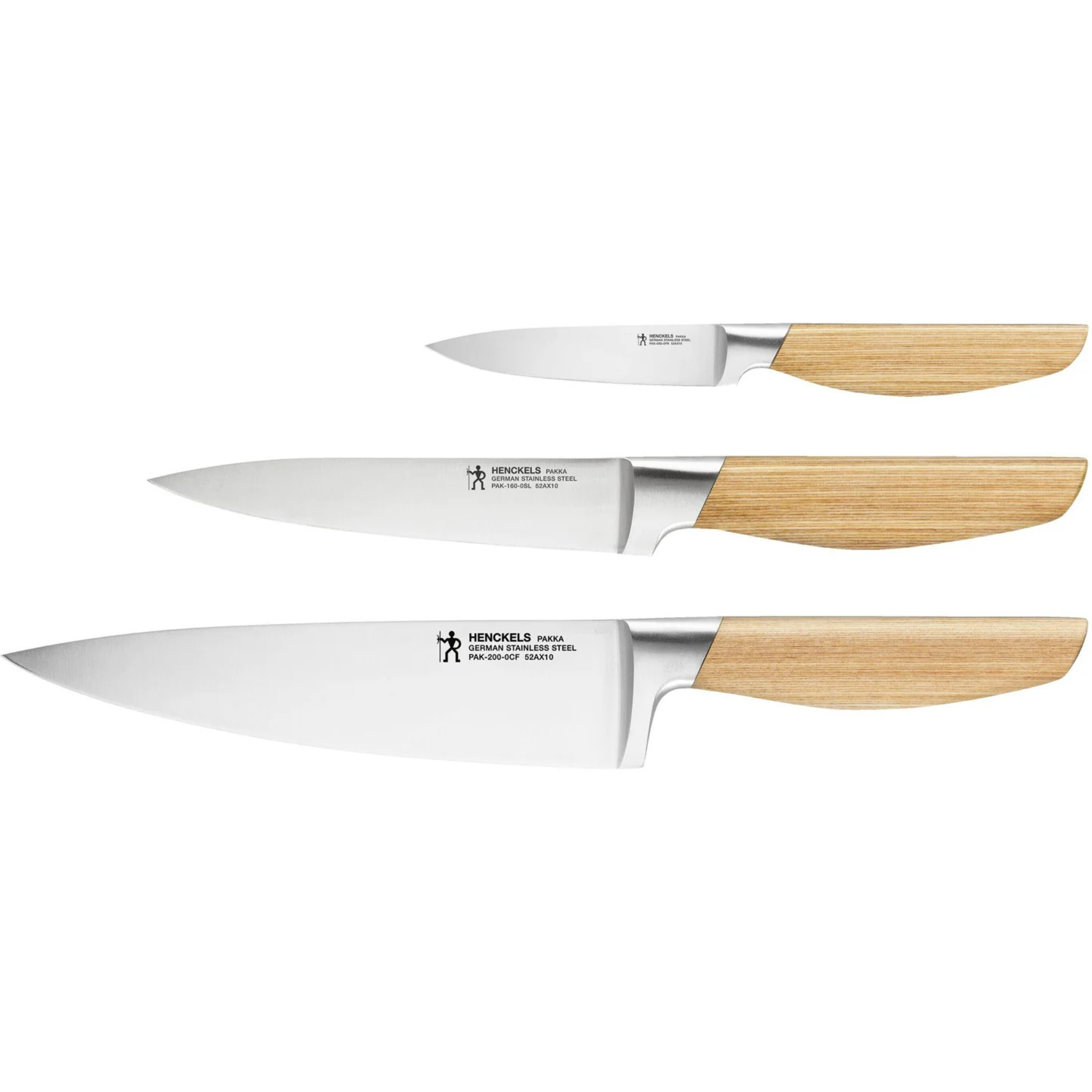 ensemble couteaux Henckels Pakka 3 pièces vue complète
