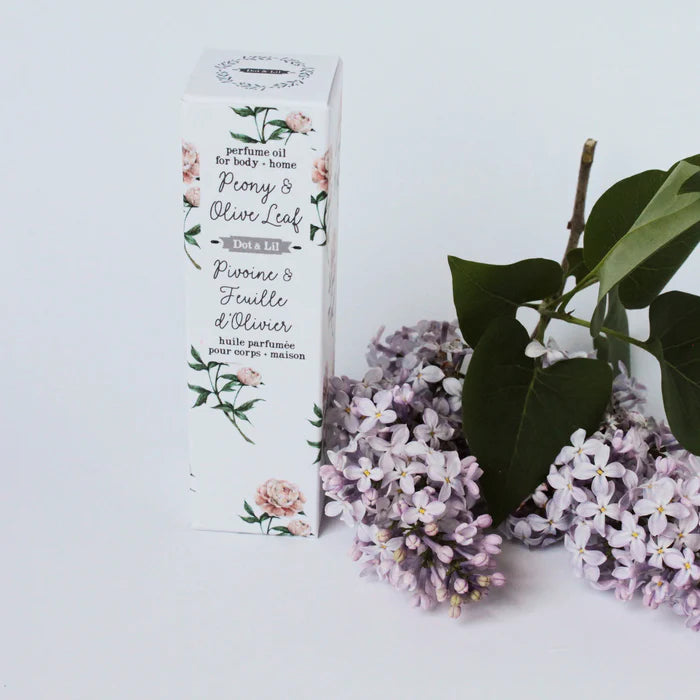 Huile parfumée pour le corps Pivoine et feuille d'olivier - Dot & Lil
