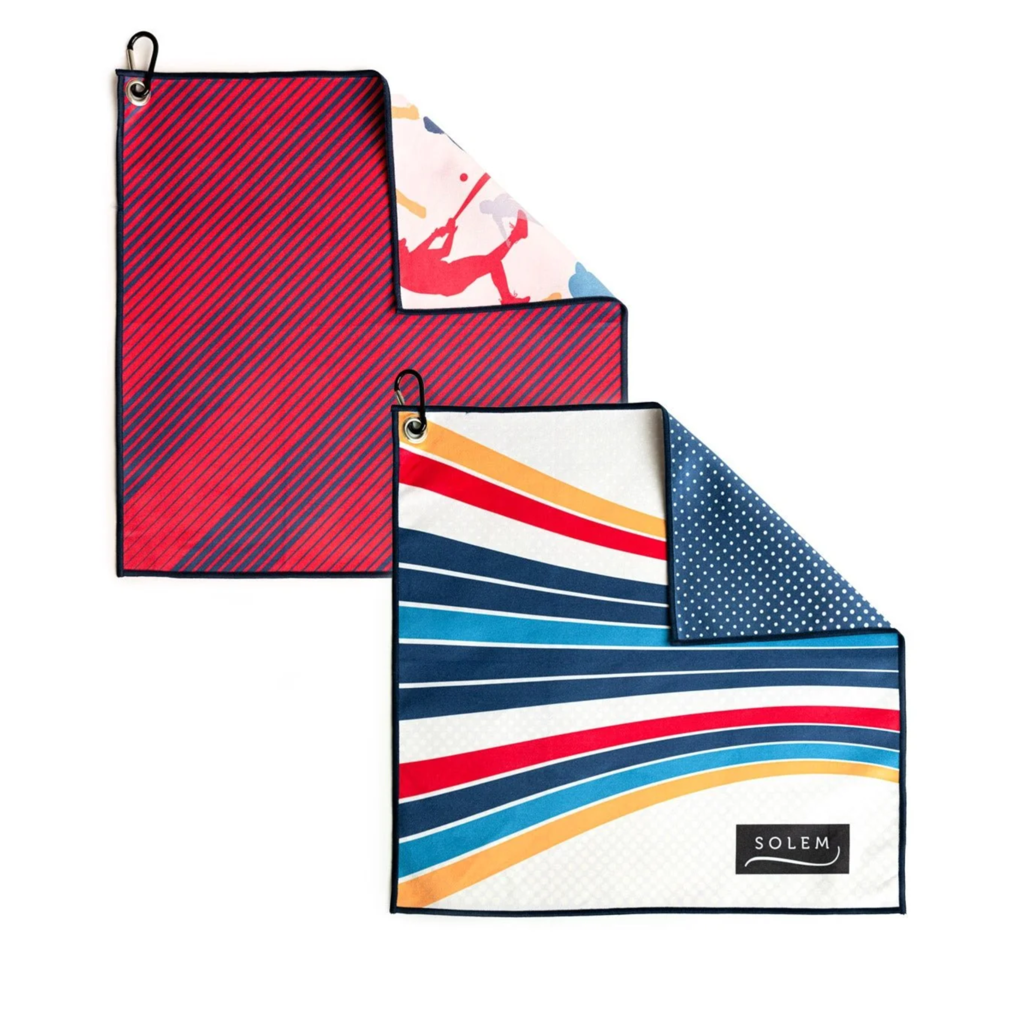 ensemble de 2 serviettes de sport multifonctions avec mousquetons et pochette assortie