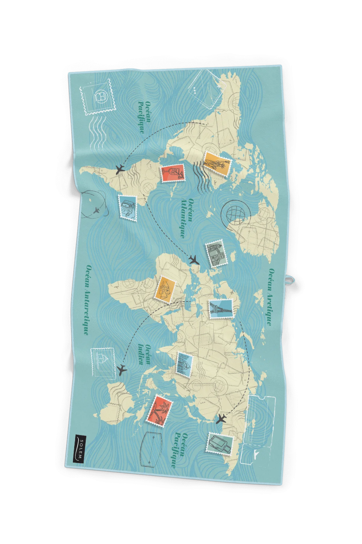Serviette de plage en microfibre Autour du monde XL - Solem