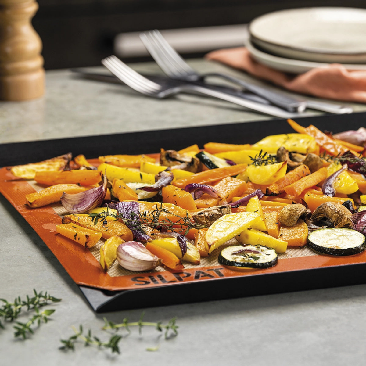 Légumes rôtis sur tapis de cuisson Silpat
