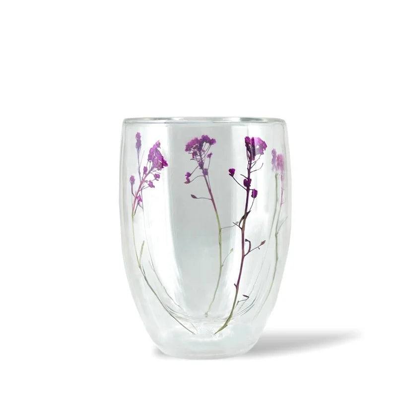 Tasse à double paroi fleurs mauves 350 ml