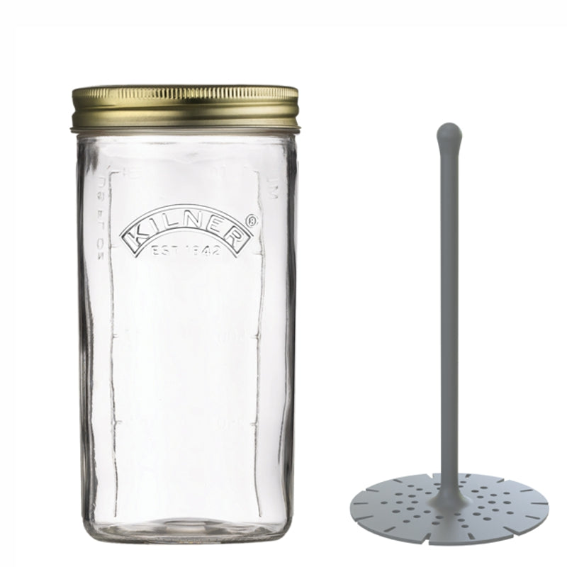 Glass jar with pusher 1L 
