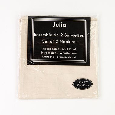 Ensemble de 2 serviettes de table en lin Julia Rose 17x17 po