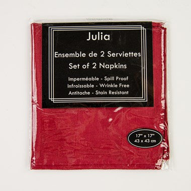 Ensemble de 2 serviettes de table rouge Julia 17 x 17 po
