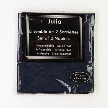 Ensemble de 2 serviettes de table Julia Bleu marin 17x17 po
