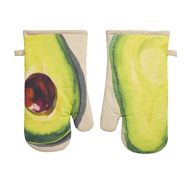 Set of 2 avocado oven mitts 