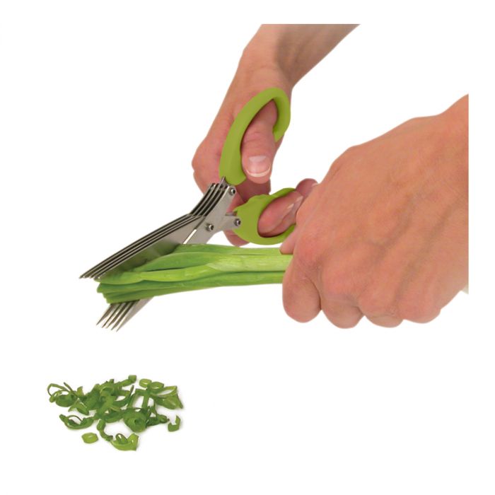 Ciseaux à herbes fraîche multilames rouge et inox