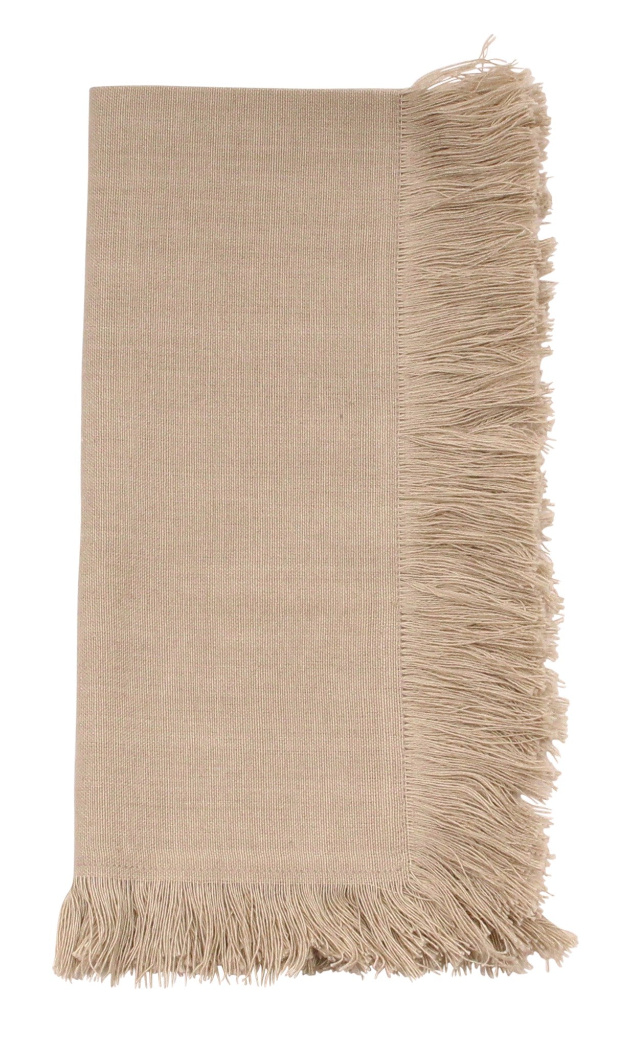 Ensemble de 4 serviettes de table beiges avec franges