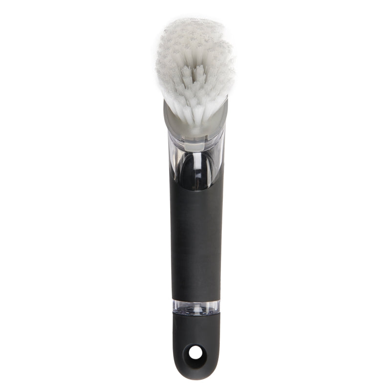 Brosse à vaisselle distributrice de savon en inox - Oxo