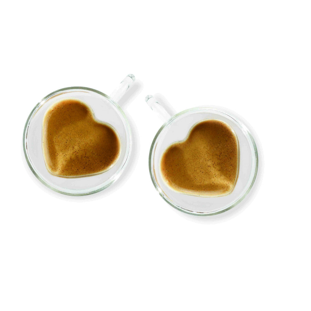 Ensemble de 2 tasses à café double paroi Coeur 50ml