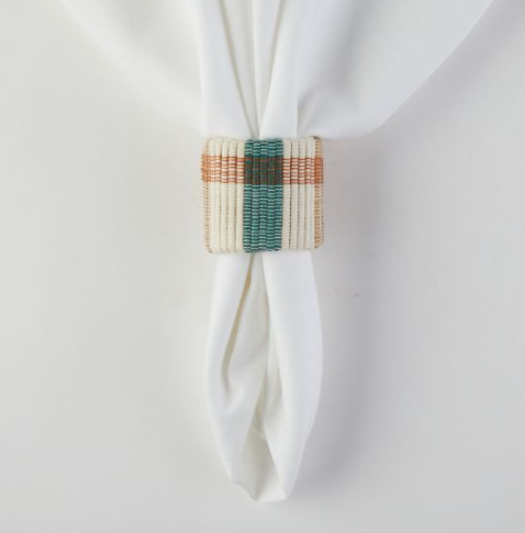 Set of 4 plaid napkin rings