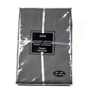 Julia Charcoal Rectangular Tablecloth 60 x 104 in