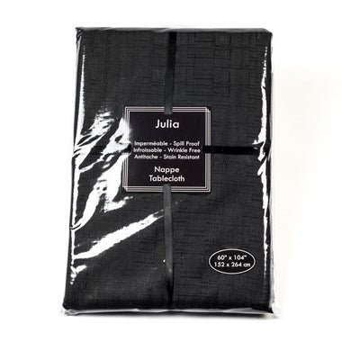 Julia Black Rectangular Tablecloth 60 x 104 in