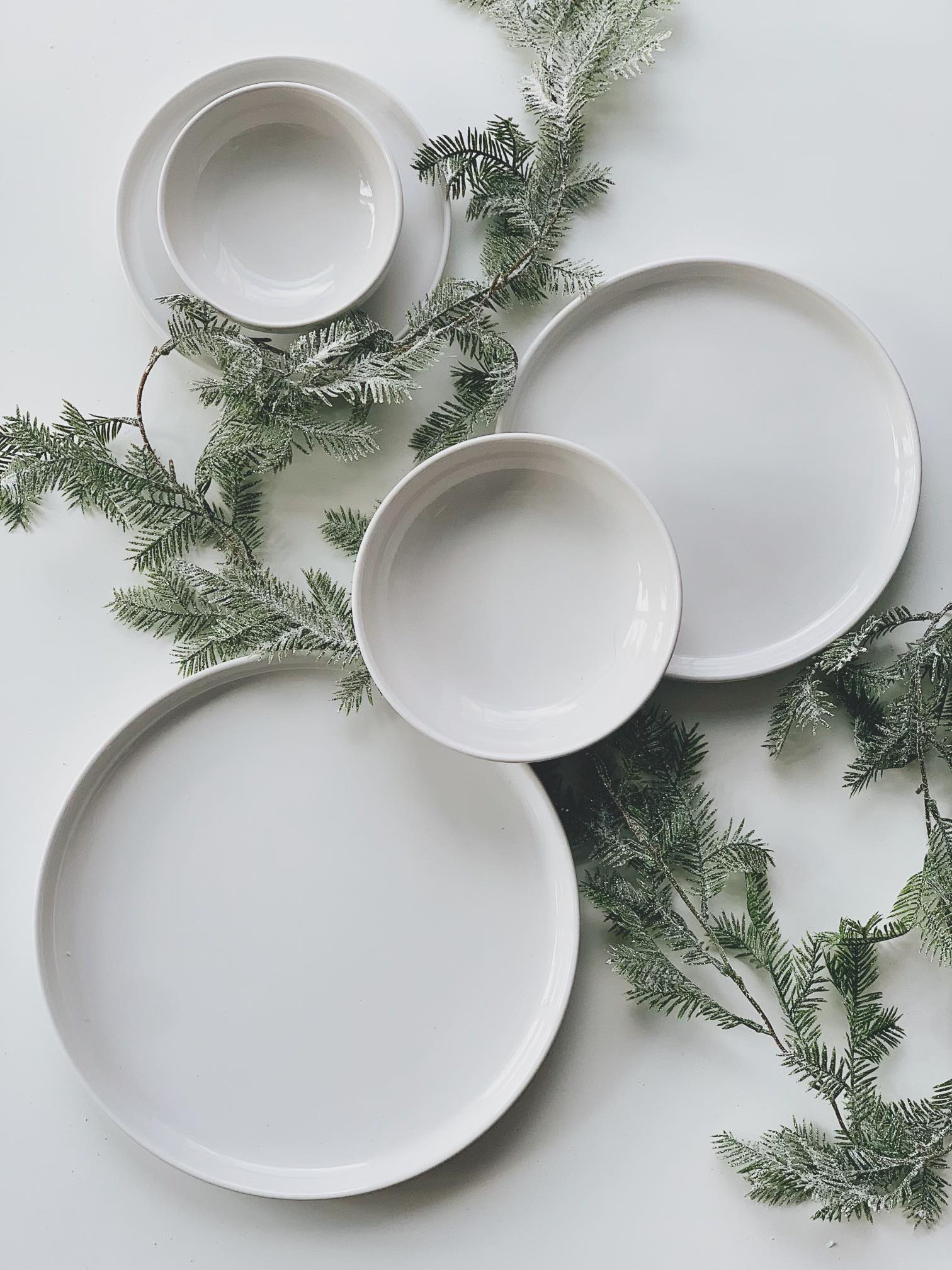 Vaisselle en grès Blanc brillant