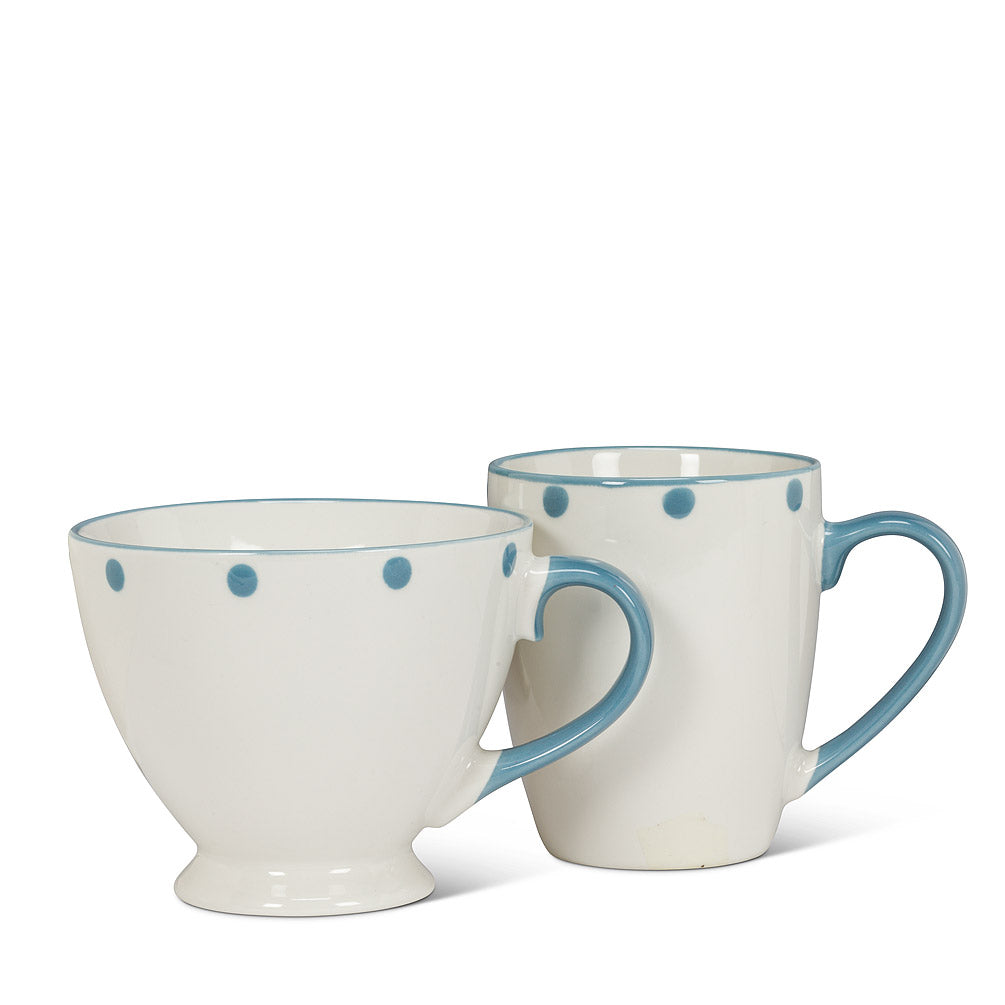 Tasse piédestal à pois Bleu 14oz