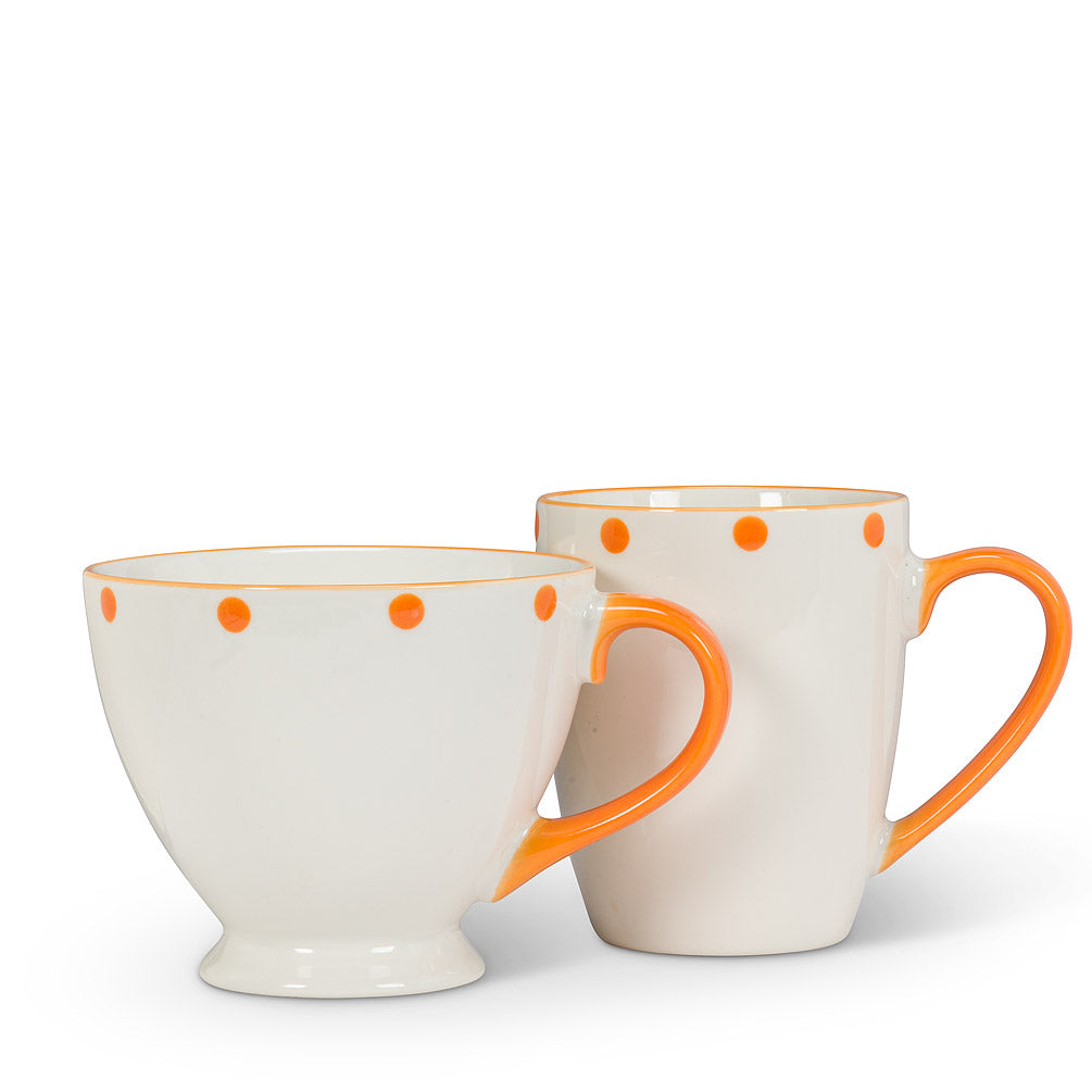 Tasse piédestal à pois Orange 14oz