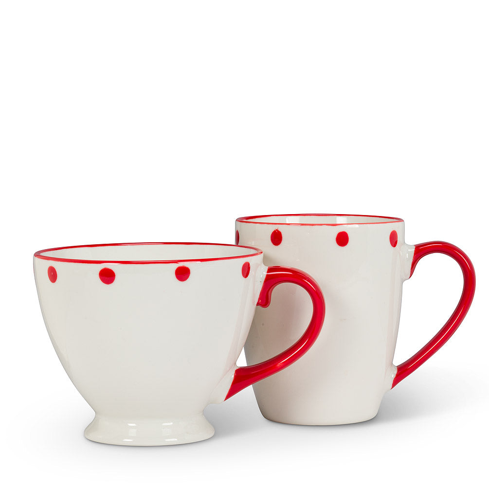 Tasse piédestal à pois Rouge 14oz