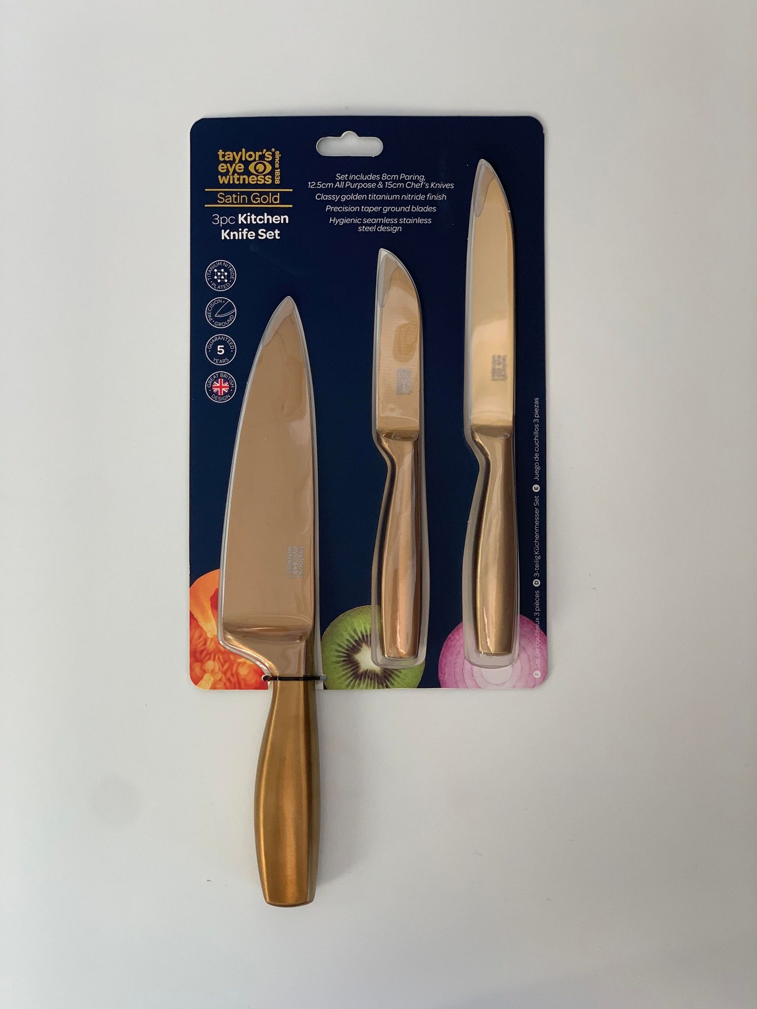 Ensemble de 3 couteaux d'office Or