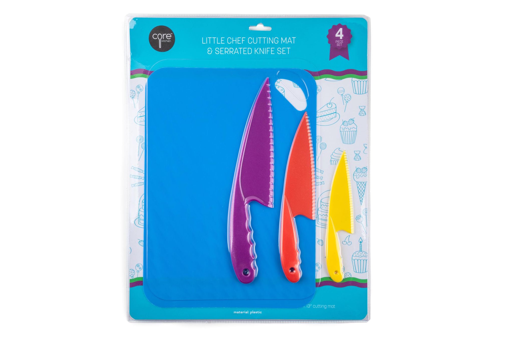Ensemble de 4 couteaux avec planche à découper pour enfant