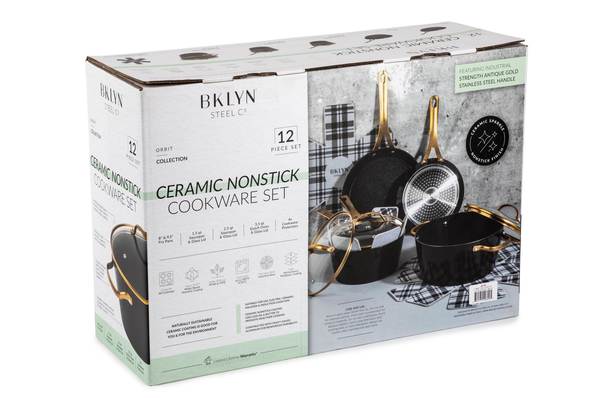 Batterie de cuisinie 12 pièces en céramique Noir