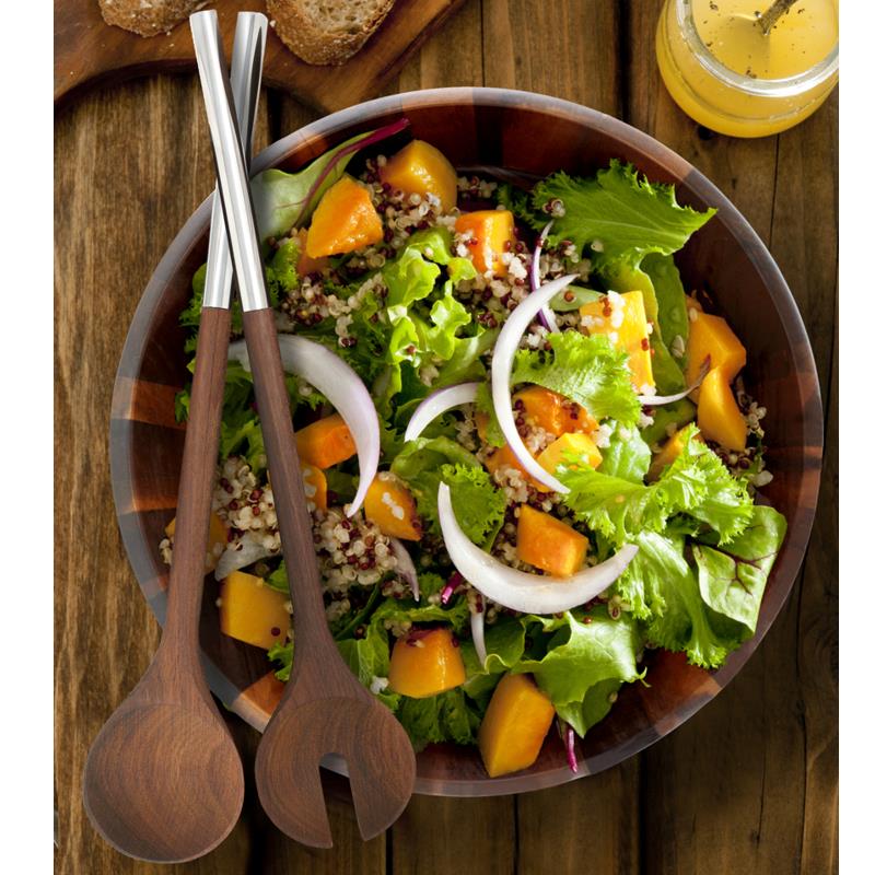 Ensemble de 2 ustensiles à salade en acacia foncé