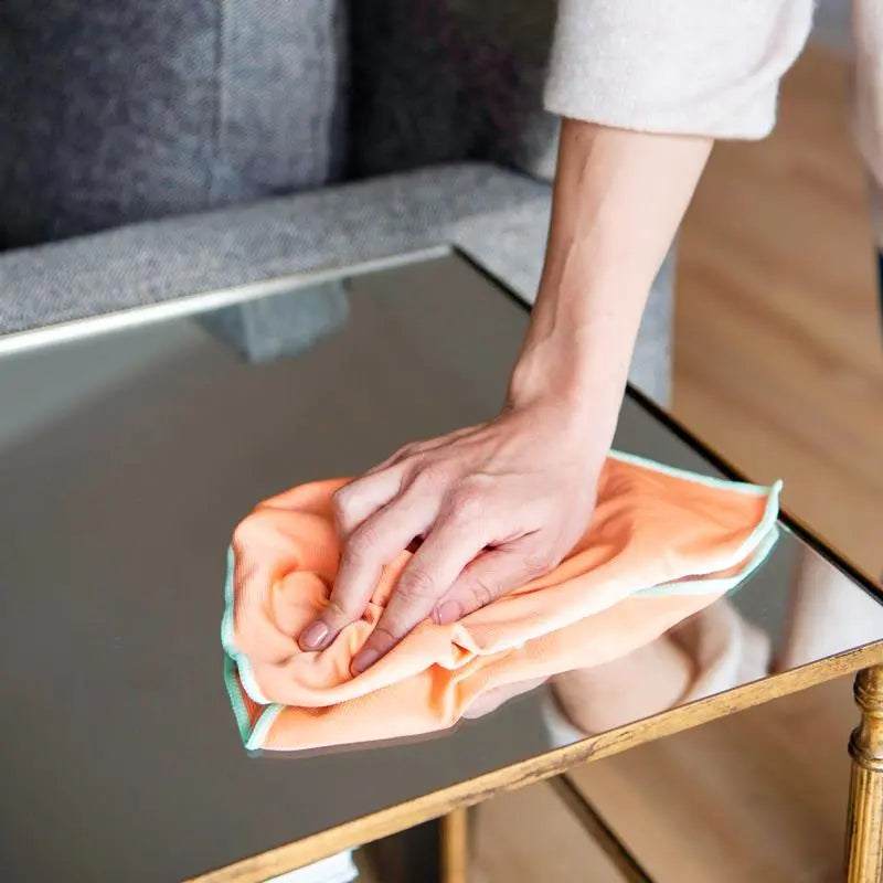 Linges en microfibre recyclés pour nettoyage de vitres et surfaces délicates avec boucle de rangement, lot de 2.