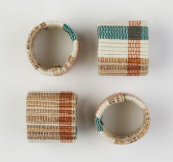 Set of 4 plaid napkin rings