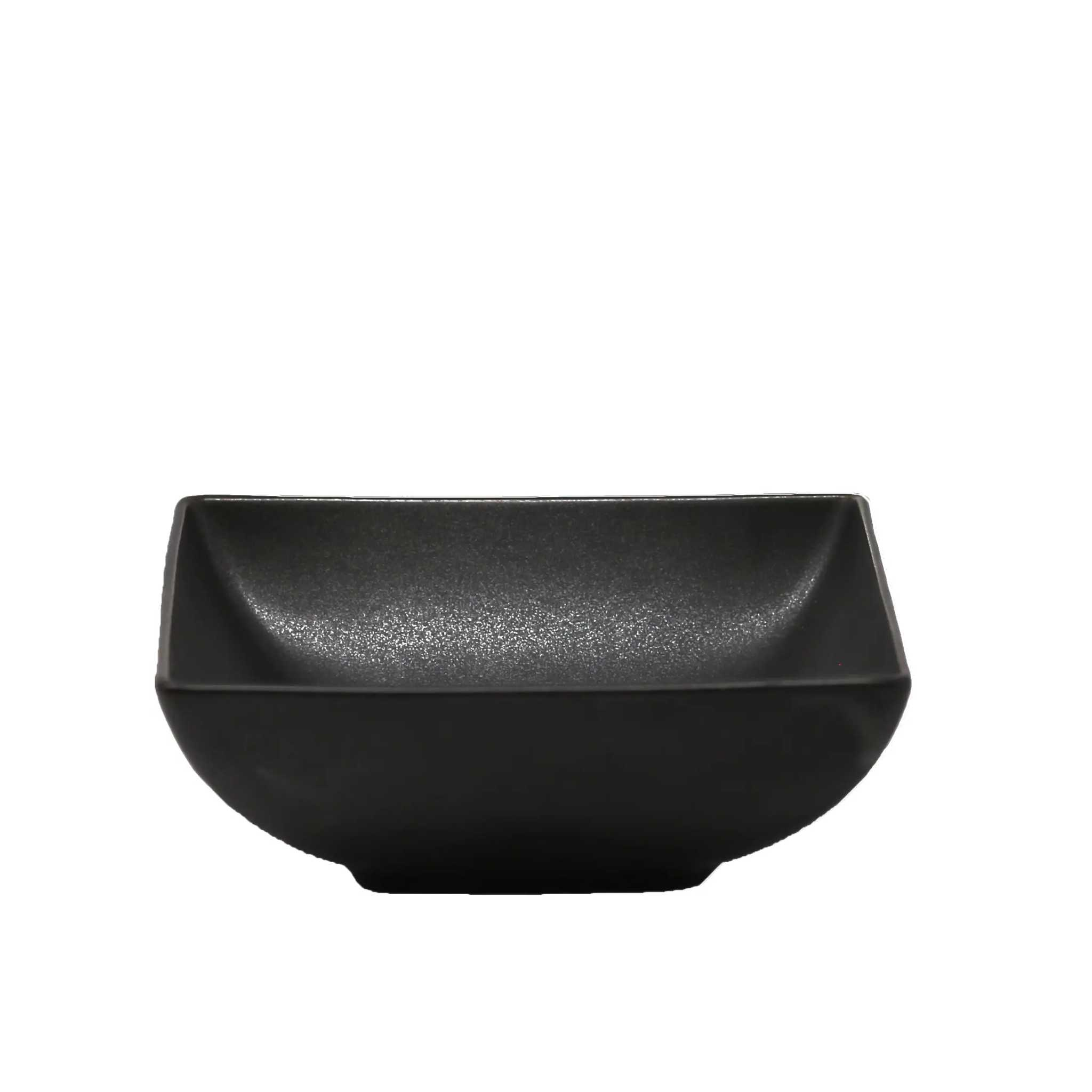 Bol carré Noir mat en fine porcelaine d'Égypte, bol carré noir mat simple et élégant.