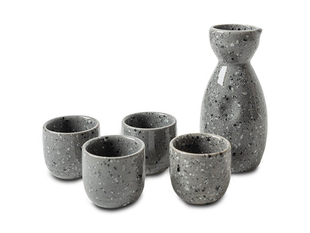 Ensemble de service de sakés en marbre Gris 5 pièces