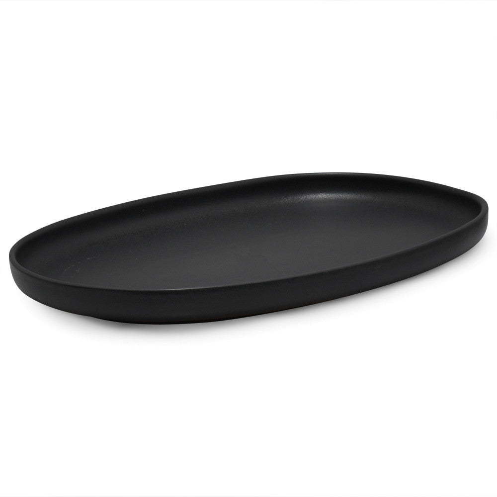 Assiette ovale Granite noir 33cm