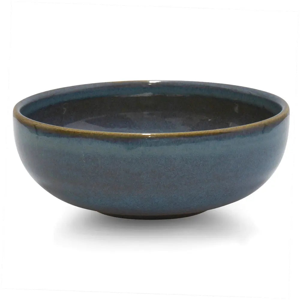 Bol en grès bleu mat de 12 cm, résistance aux rayures et finition lisse, idéal pour servir petits plats et desserts.