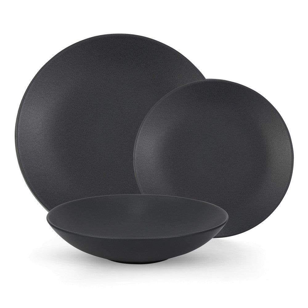 12-piece Granito black dinnerware set