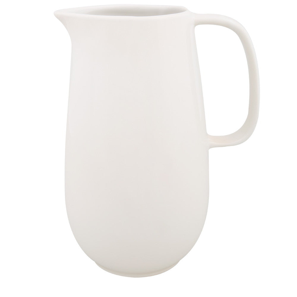 Glossy white stoneware pitcher