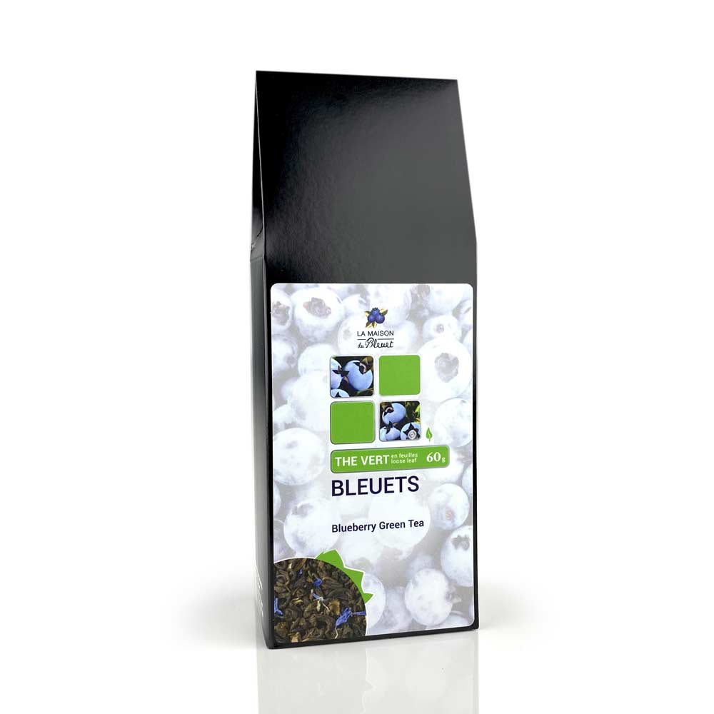Thé vert aux bleuets 60g - La maison du bleuet