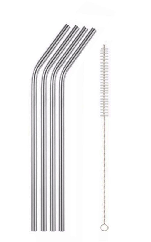 Ensemble de 4 pailles en acier inoxydable avec brosse