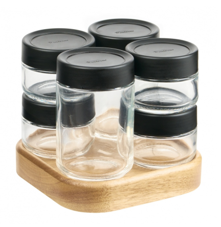 Ensemble de 5 contenants à épices avec support carré - Trudeau