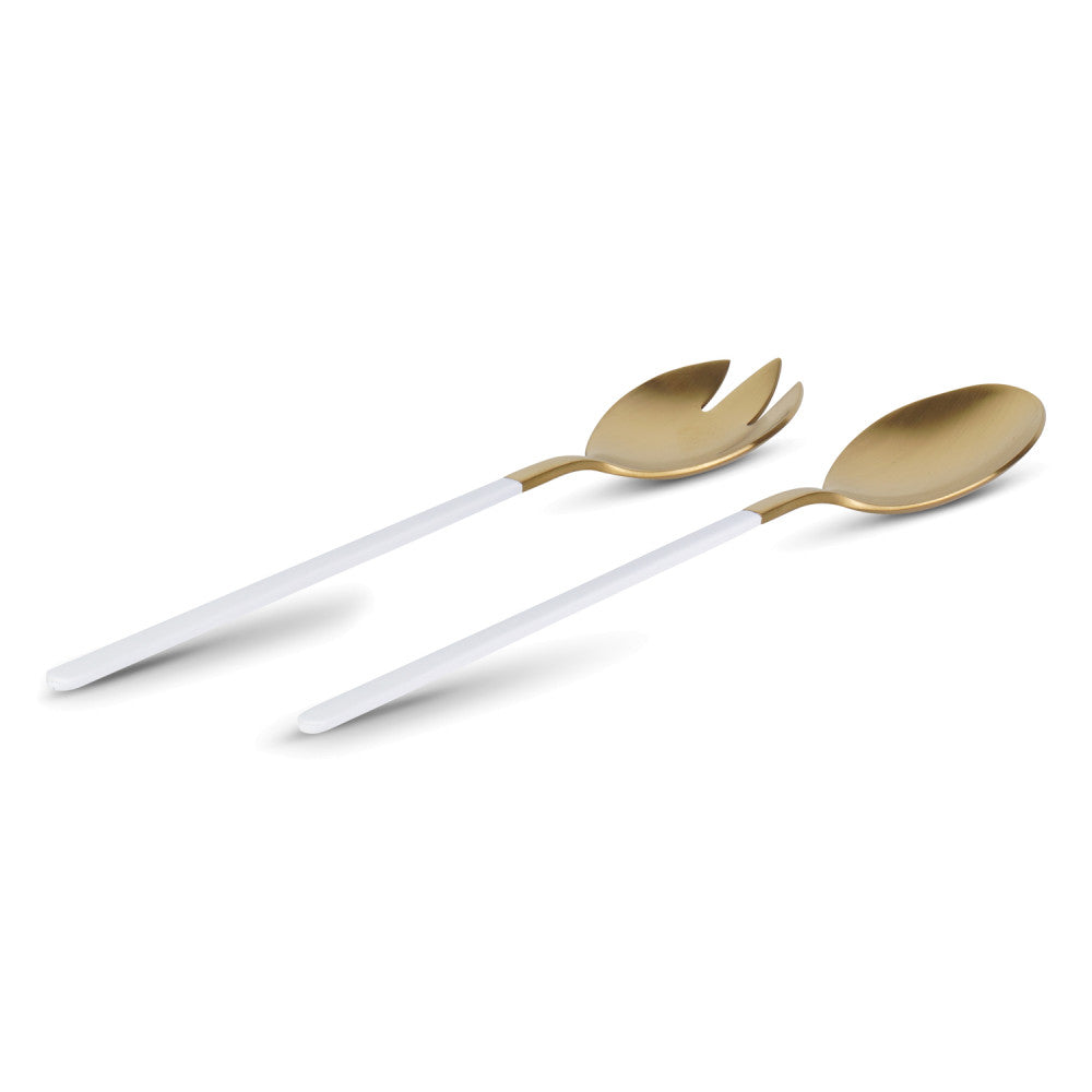 White and gold salad serving set