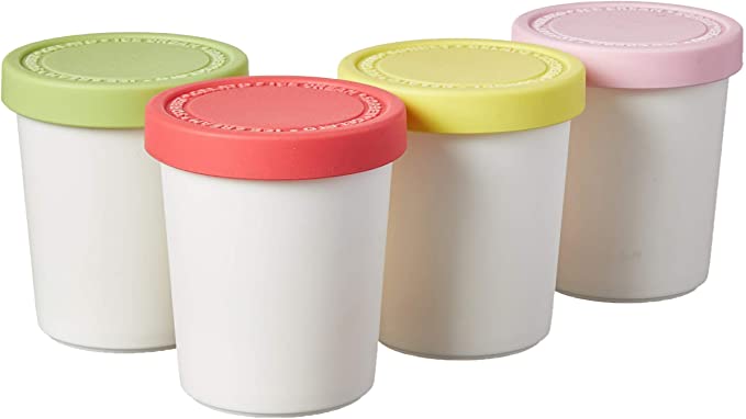 Ensemble de 4 pots à crème glacée avec couvercle en silicone 6 oz