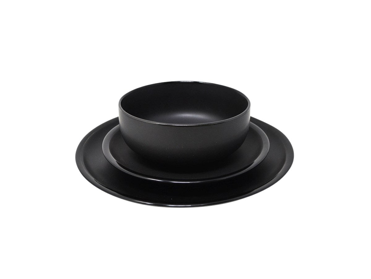 Black ceramic plate with glossy rim 20.5cm